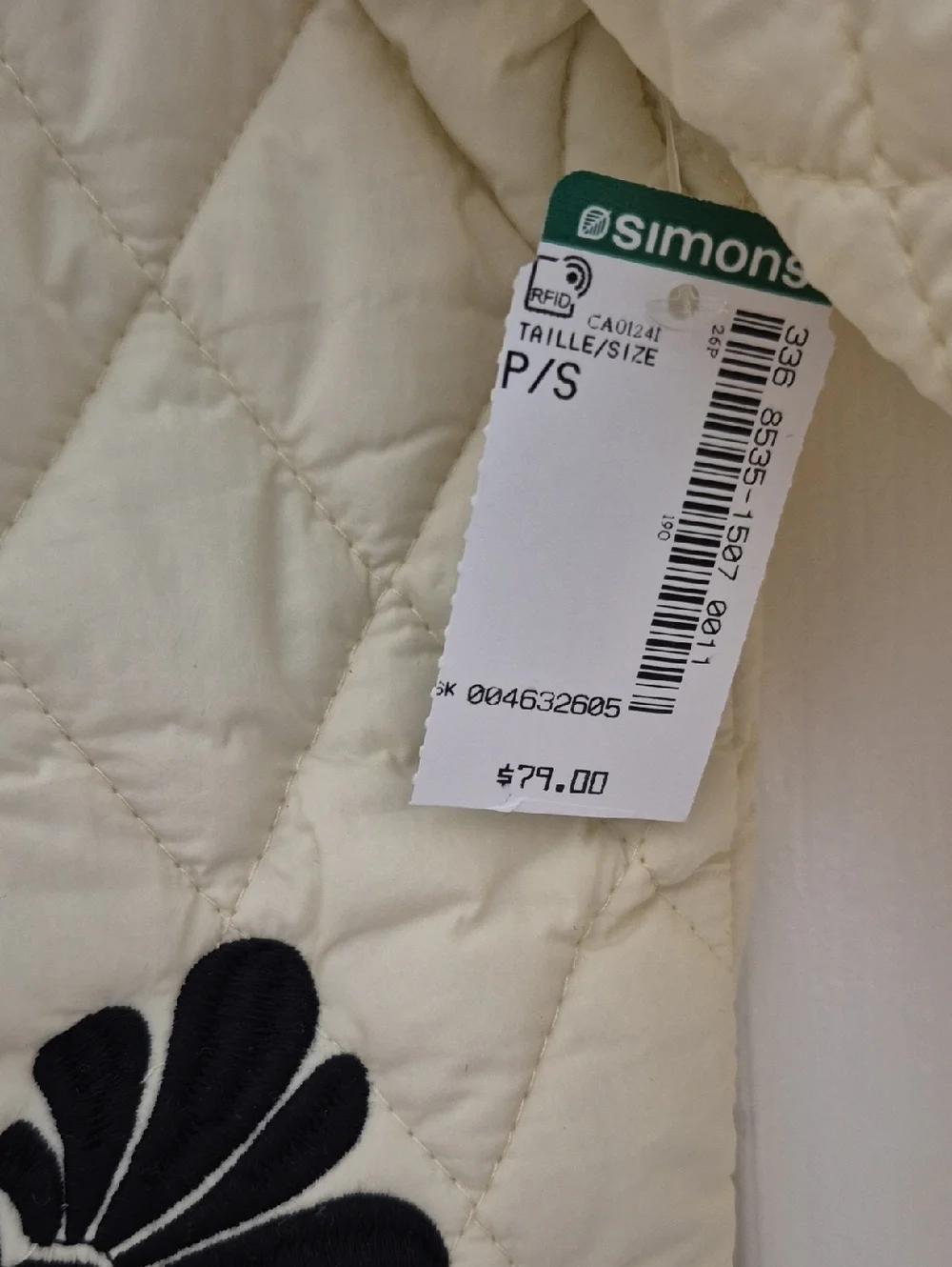 NWT Embroidered Flowers Quilted Jacket - S - Picture 5 of 8